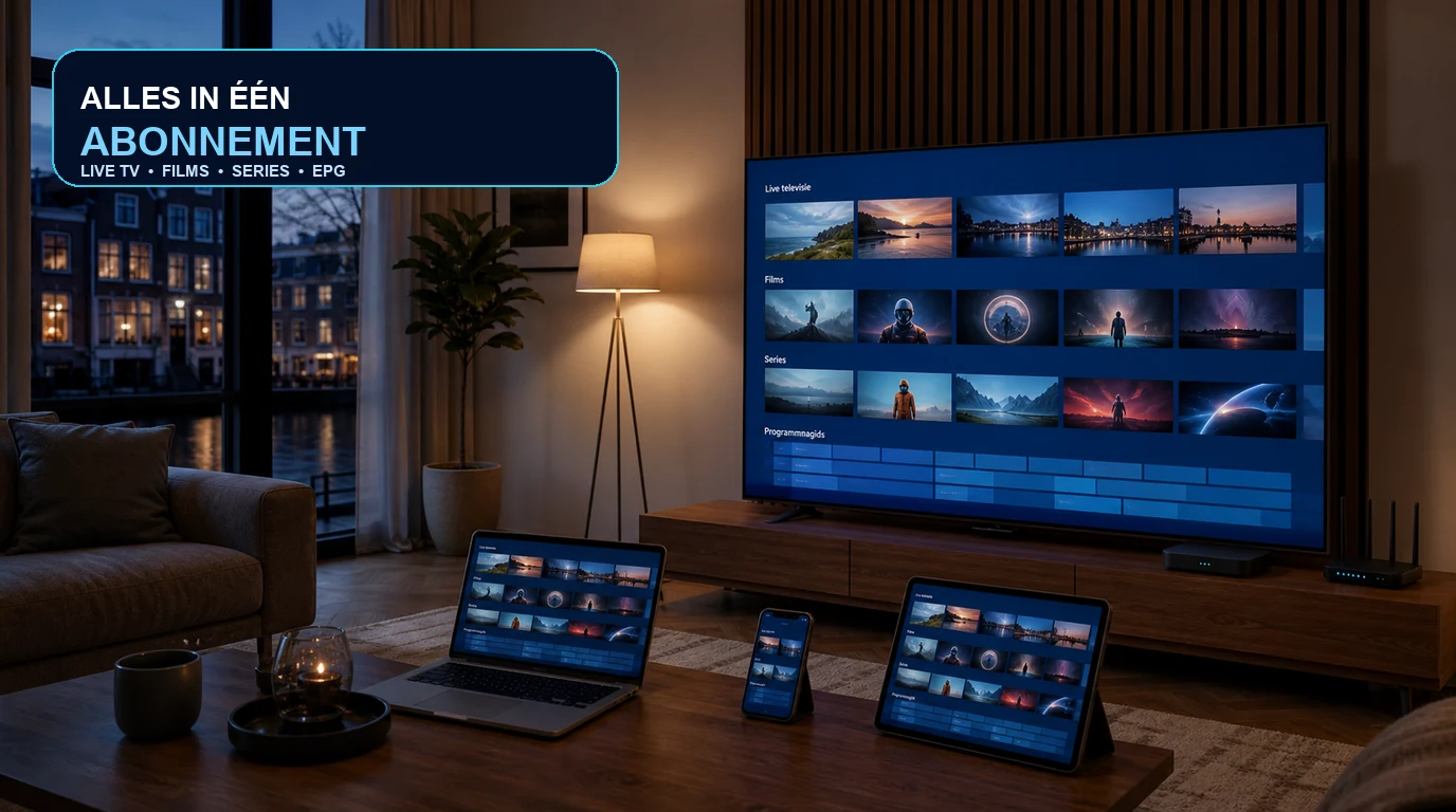 IPTV abonnement met live tv films series en EPG op meerdere apparaten